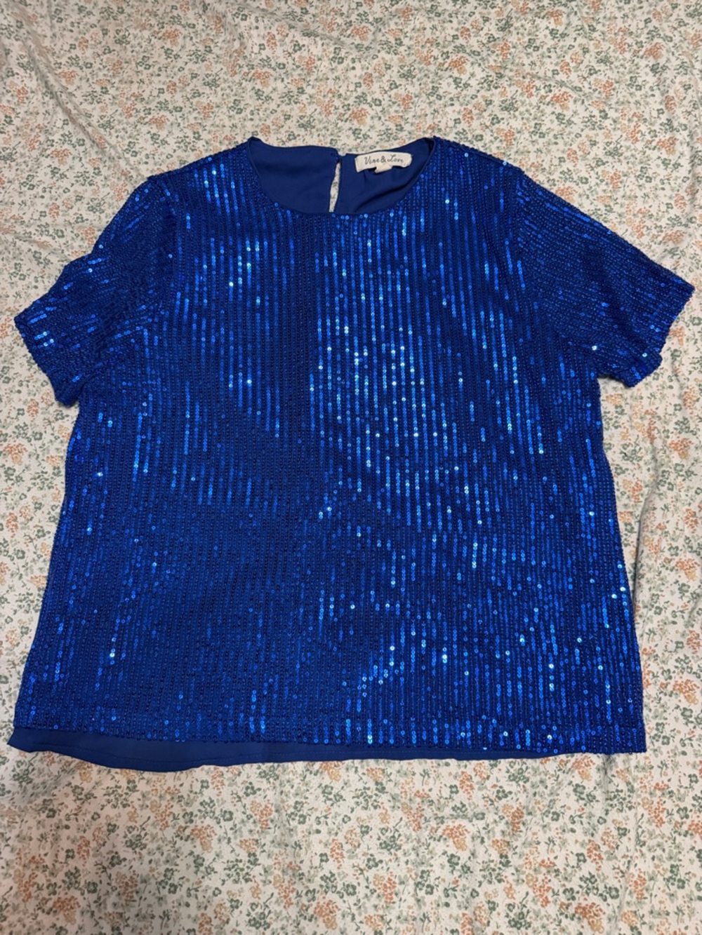 Blue & Cream Royal Blue Sequin Tee